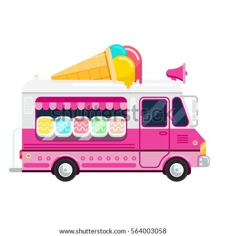 Ice Cream Pink Cute Van Vector Stock Vector 564003058 - Shutterstock