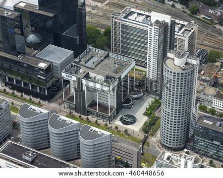 29 June 2016, Rotterdam, Holland. Office buildings in the financial district. It's the headquarter of Unilever NV and an office of RBS Royal Bank of Scotland.