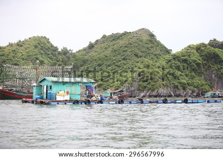 Hai Phong, Viet Nam, July 12, 2015, Fishermen village in CatBa Island. Fisheries here well developed fishing. Tourists can visit the island to visit the fishing villages with very cheap costs