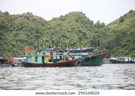 Hai Phong, Viet Nam, July 12, 2015, Fishermen village in CatBa Island. Fisheries here well developed fishing. Tourists can visit the island to visit the fishing villages with very cheap costs