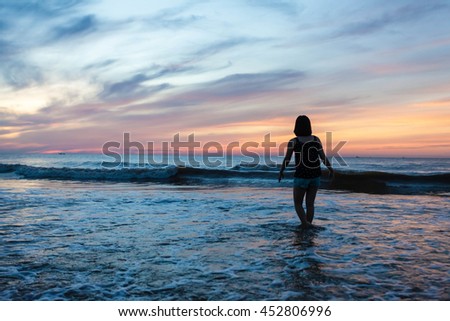 Thanh Hoa, Vietnam , Aug 13 2015 , group of friends splashing water in the sea at samson beach, Thanh Hoa. people and fun