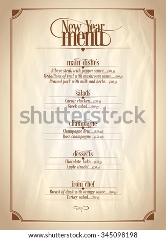 new year menu