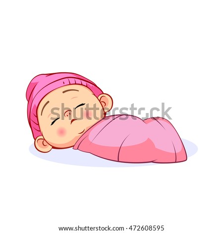 Vector Newborn Baby Girl Sleeping Sweet Stock Vector 472608595 ...