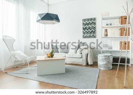 Trendy furniture in small cozy living room