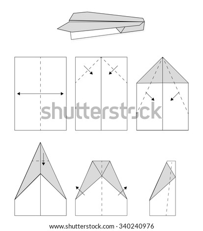 How Make Origami Paper Airplane Instructions Stock Vector 162133820 ...