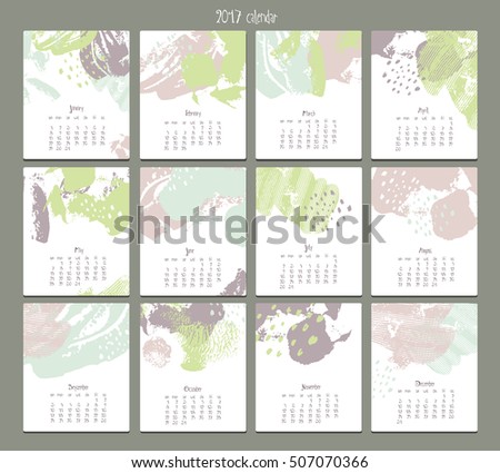 Calendar 2016 Templates Hand Drawn Textures Stock Vector 321103217 Shutterstock Creative Calendar Template