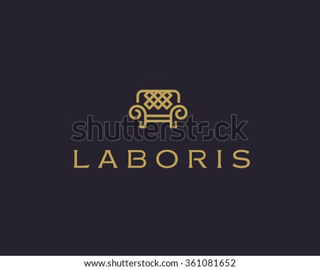 Universal premium furniture logo. Luxury universal interior design logotype symbol. Style line couch sofa chair icon sign.