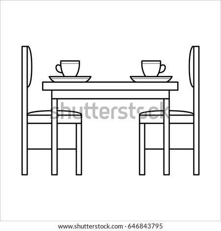 Table Chairs Dinning Room Flat Icon Stock Illustration 646843795 ...