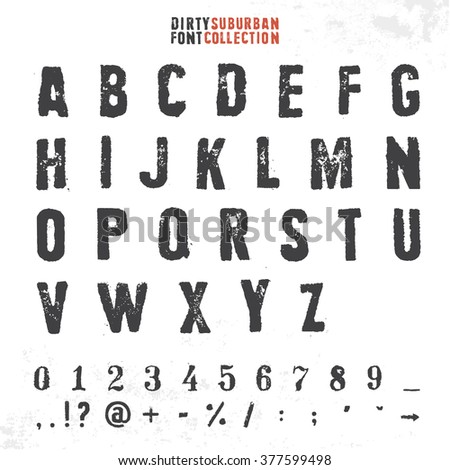 Grungy Rubber Stamp Font Vector Alphabet Stock Vector 377599498 ...