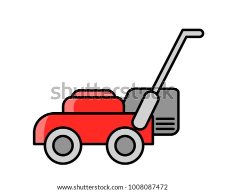 Lawn Mower Simple Colored Illustration Stock Vector 1008087472