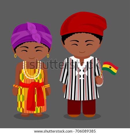 Ghanaian National Clothes Flag Man Woman Stock Vector 706089385 