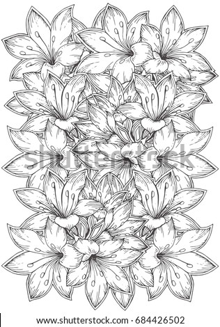 tropical flowers leaves seamless background hand stock vector tropical flowers leaves seamless background hand stock vector