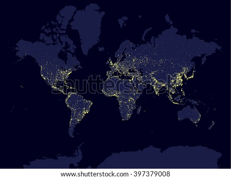 Earth Night World Map Earth Day Stock Vector Royalty Free