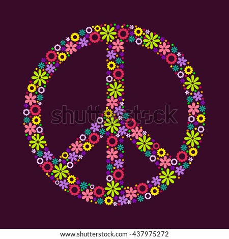 Peace Sign Made Beautiful Colorful Flowers Stock Photo 13814188 ...