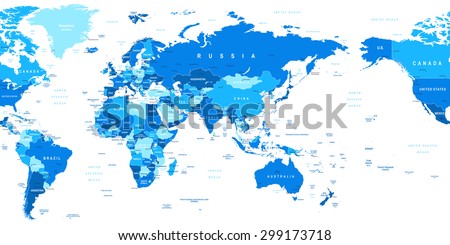 world map asia in center