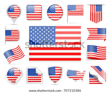 American Flags Banners Big Set Different Stock Vector 565412188 ...