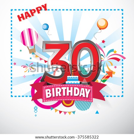 Happy Birthday 30 Date Fun Celebration Stock Vector 375585322 ...