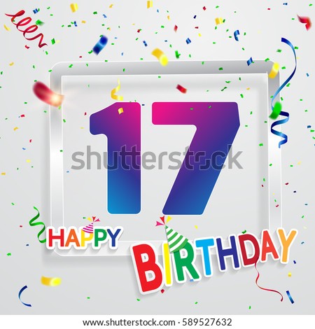 Happy Birthday 17 Date Fun Celebration Stock Vector 473225215 ...