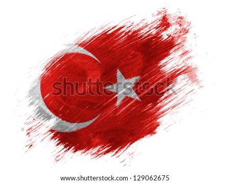 Turkey Turkish Flag Painted Brush On Stock Illustration 