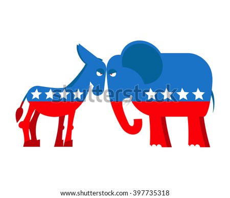 Donkey Elephant Symbols Political Parties America Stock Vector ...