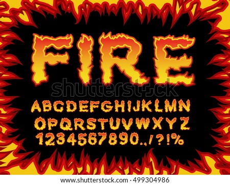Vector Fire Flame Font Caps Stock Vector 106397117 - Shutterstock