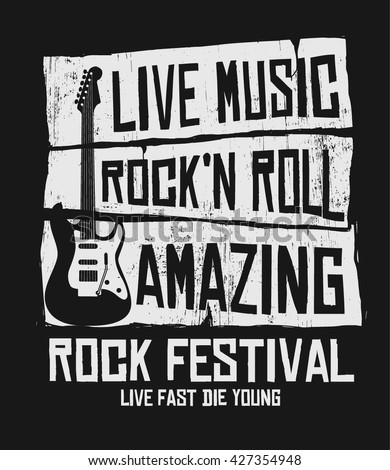 Hand Drawn Rock Festival Poster Rock Stock Vector (Royalty Free ...