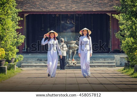 Ao dai is famous traditional costume for woman in VIetnam.