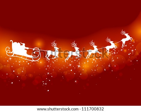Vector Illustration of Santa Claus Driving in a Sledge