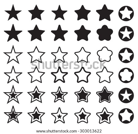 Pentagonal Five Point Star Collection Thirty Stock Vector 133338362 ...