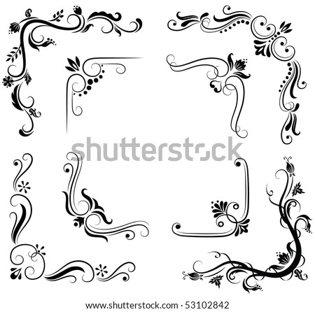 Set Ornate Corner Designs Stock Vector 53102842 - Shutterstock