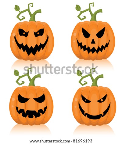 Carved Halloween Pumpkin Faces Stock Vector 85074880 - Shutterstock