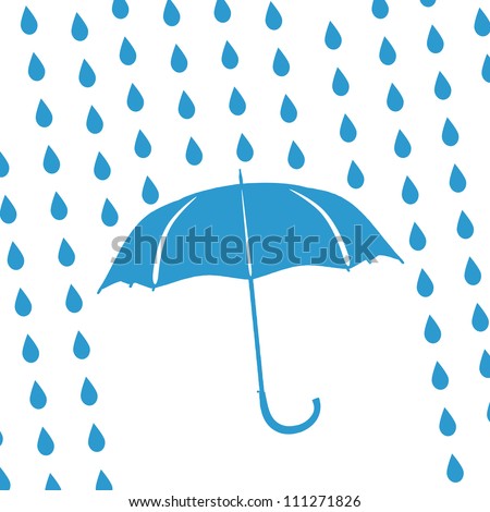 blue umbrella and rain drops