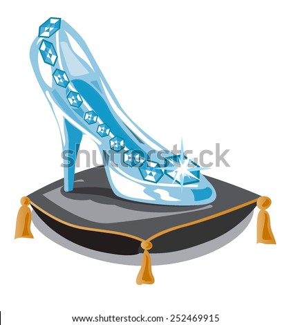 Glass Slipper On Black Pillow Fashion Stock Vector 252469915 - Shutterstock