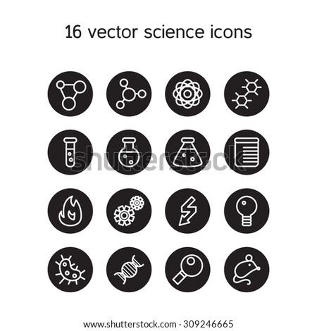 Science Set Icons Laboratory Biology Symbols Stock Vector 309246665 - Shutterstock