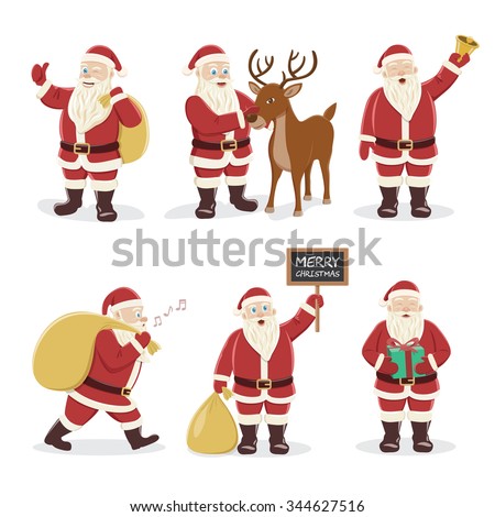 Santa Claus Set. Character design. Vector Illustration.