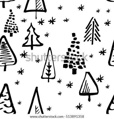 Scandinavian Seamless Pattern Christmas Tree Vector Stock Vector ...