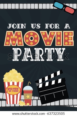 Movie Birthday Party Invitation Card Design Stock Vector 637323505 ...