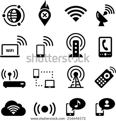 Mobile Wireless Icon Set Stock Vector 256646572 - Shutterstock