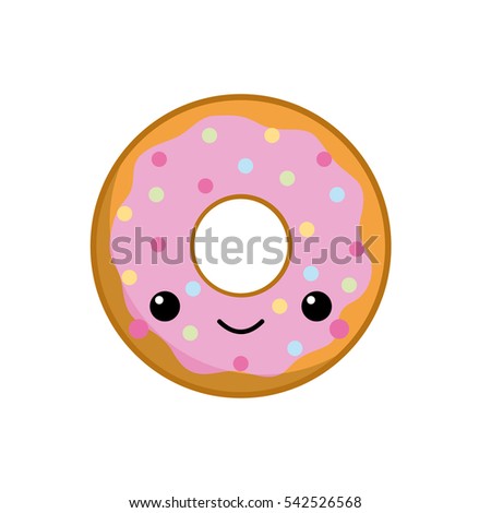 Cute Donut With Pink Cream And Candy On Top Cute Donut With Pink Cream And Candy On Top