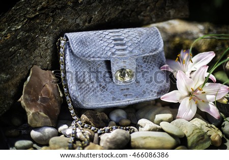 bag leather Python, women's handbag, bag snake skin, accessories