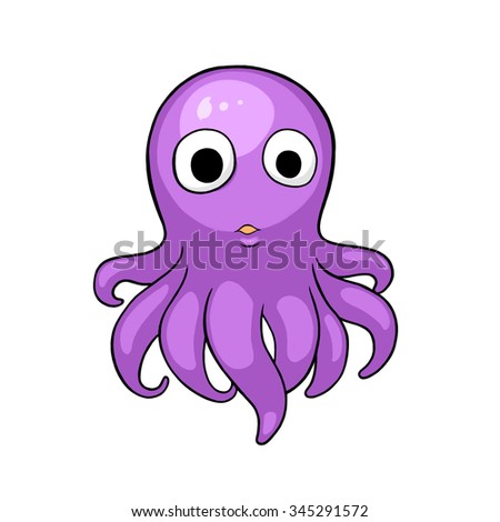 Pink Cartoon Octopus Isolated On White Stock Vector 104708942 ...