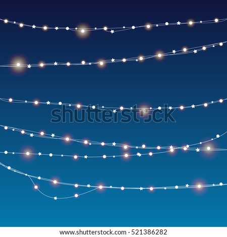 vector Christmas decorations. Christmas lights isolated realistic design elements.