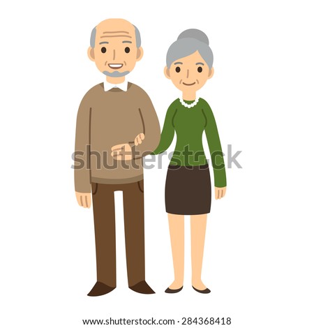 Cute Cartoon Senior Couple Isolated On Stock Vector 284368418 ...