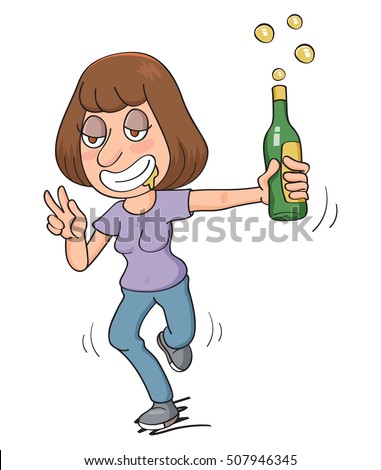 Drunk Cartoon Woman Vector Illustration Cartoon Stock Vector 507946345