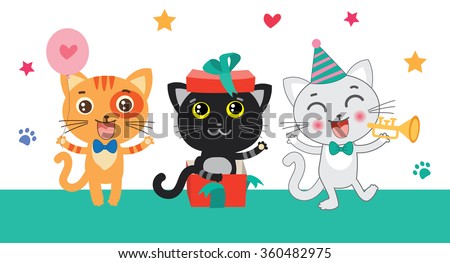 Download Cute Little Cats Invitation Cartoon Animal Stock Vector ...