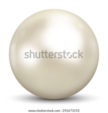 Beautiful 3D Pearl on White Background and Smooth Shadow - 3D Vector Illustration