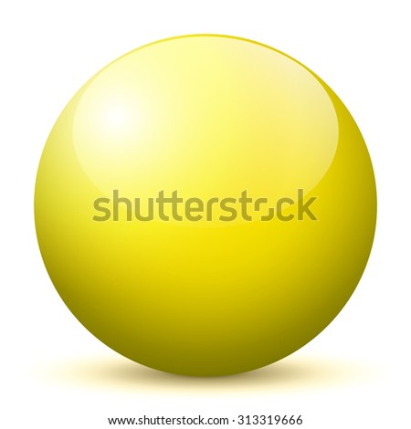 Beautiful Yellow 3D Vector Sphere with Smooth Shadow and White Background - Marble, Glossy, Glass, Ball, Pearl, Globe - With Bright Reflection