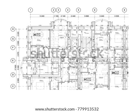 Part Detailed Architectural Plan Floor Plan Stock Vector 779913532 ... Part Detailed Architectural Plan Floor Plan Stock Vector 779913532 ...