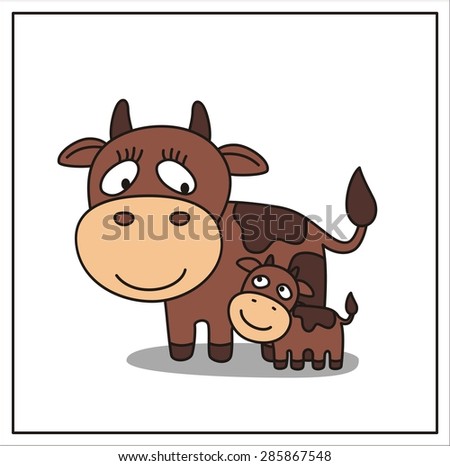 Download Mother Child Cartoon Mama Cow Little Stock Vector ...
