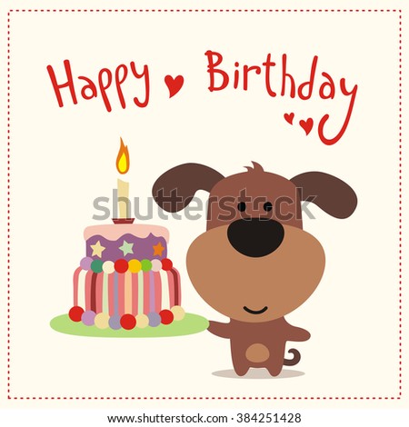 Greeting Card Happy Birthday Cute Puppy Stock Vector 384251428 ...